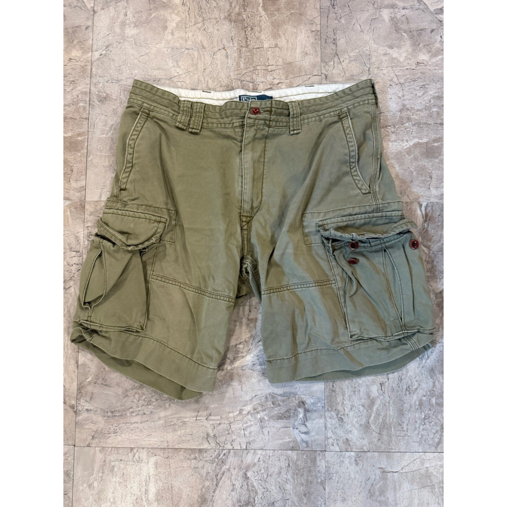 Vintage Polo Ralph Lauren Olive Green Cargo Shorts Y2K Utility Size 36 Men's